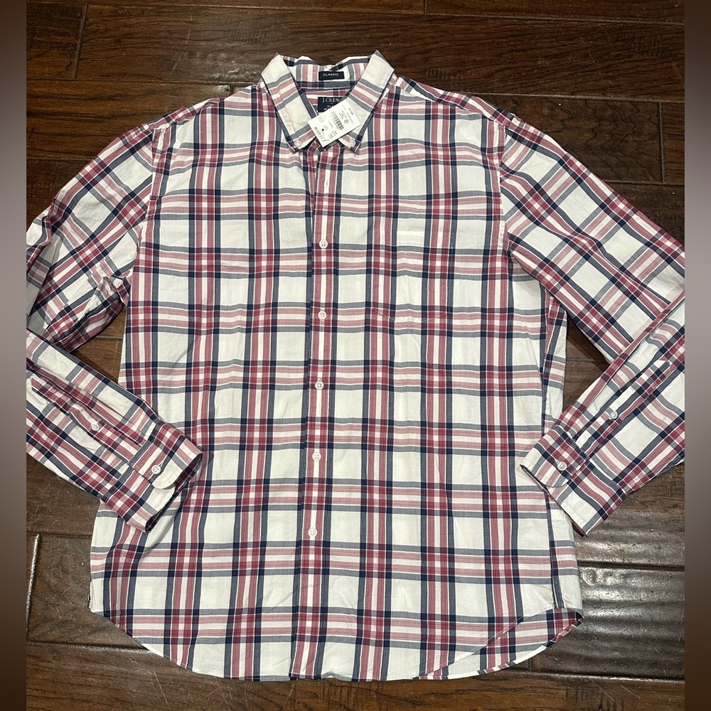 J. Crew Red and Blue Plaid Casual Shirt‎